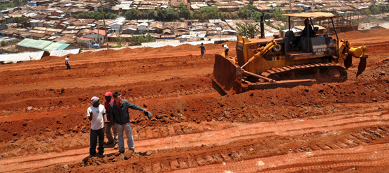 Construction site of Nairobi Southern Bypass Project by China Road and Bridge Corporation.