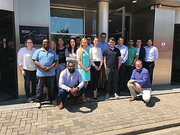 Participants and faculty of the 23rd IFPSM/IPSERA Summer School. From left to right: Caroline Swift, Charles Kalinzi, Katherina Badenhausen, Madelon Wind, Jiawei Fu, Dhafer al Ahmadi, Anna Nikulina, Moritz Schreiner, Merieke Stevens (faculty), Christian van de Krift, Benjamin Zhu, John Gray (faculty), Vikrant Sihag, Weimu You, Luis Prato. Seated: Louis-Caleb Remanda, Finn Wynstra (faculty). Not pictured: Asta Salmi (faculty) and Martin Spring (faculty).