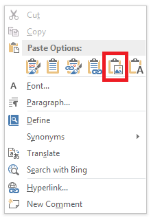 Paste options